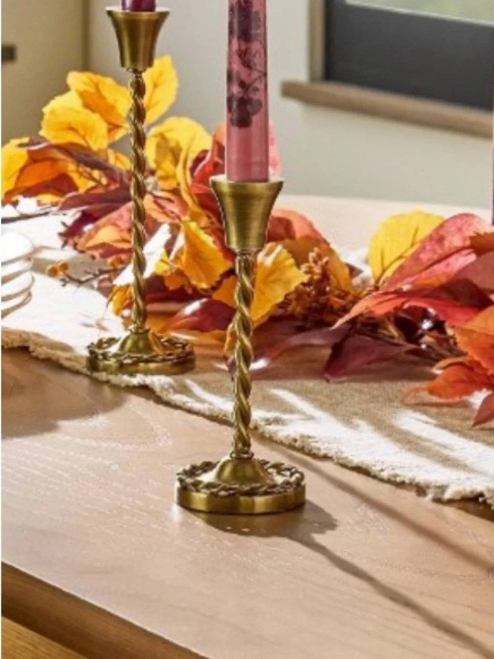 NEW 2 Threshold Studio McGree Small Braided Metal Taper Candle Holders